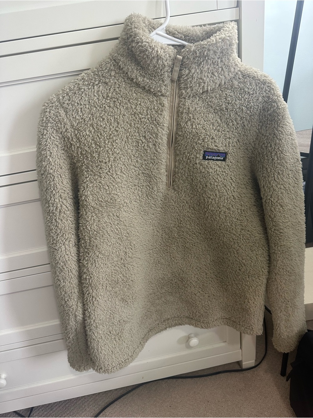 Patagonia Beige Sherpa Quarter-Zip Pullover